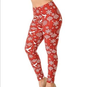 Festive Red Patterned Leggings